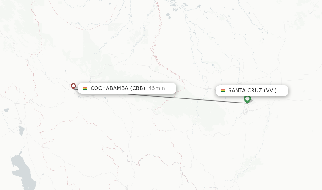 Direct non stop flights from Santa Cruz to Cochabamba