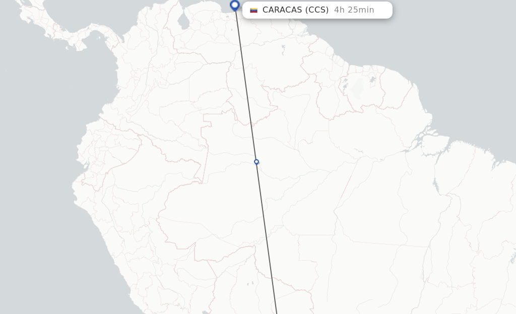 Direct non stop flights from Santa Cruz to Caracas schedules