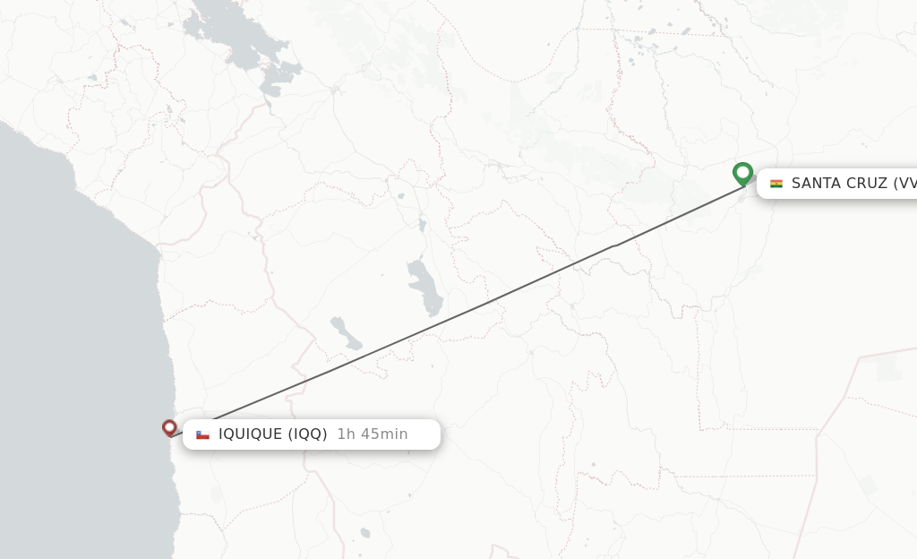 Direct non stop flights from Santa Cruz to Iquique schedules