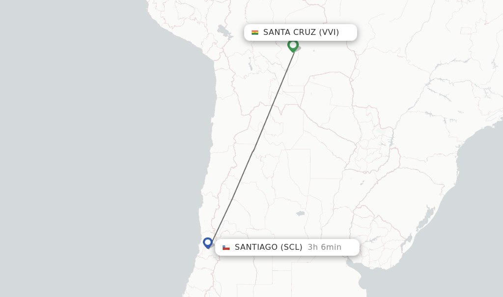 Direct non stop flights from Santa Cruz to Santiago schedules