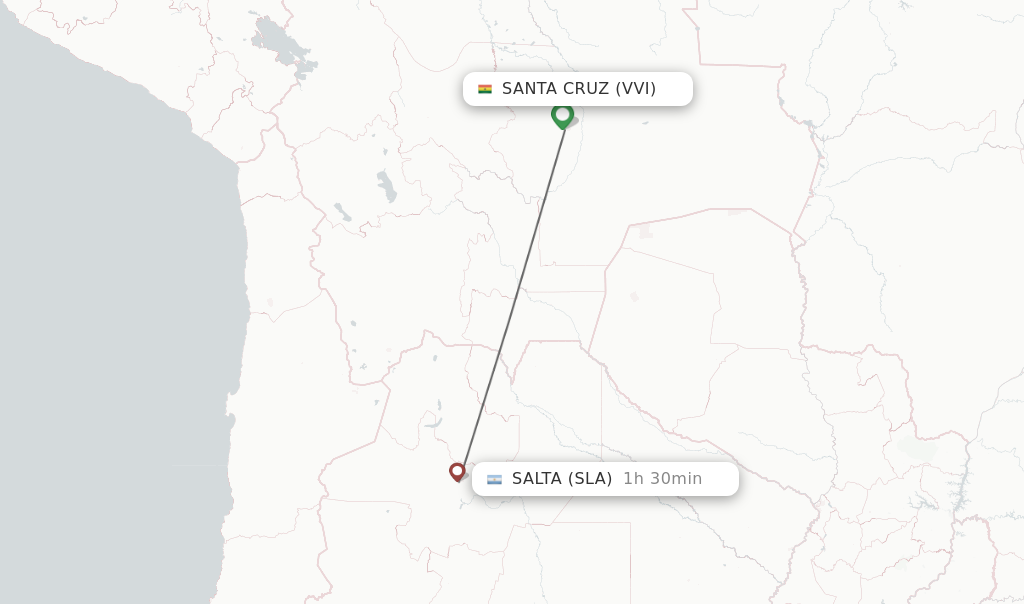 Direct non stop flights from Santa Cruz to Salta schedules