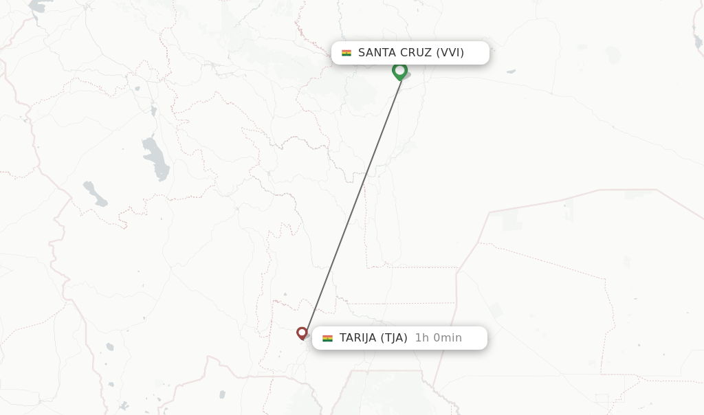 Direct non stop flights from Santa Cruz to Tarija schedules