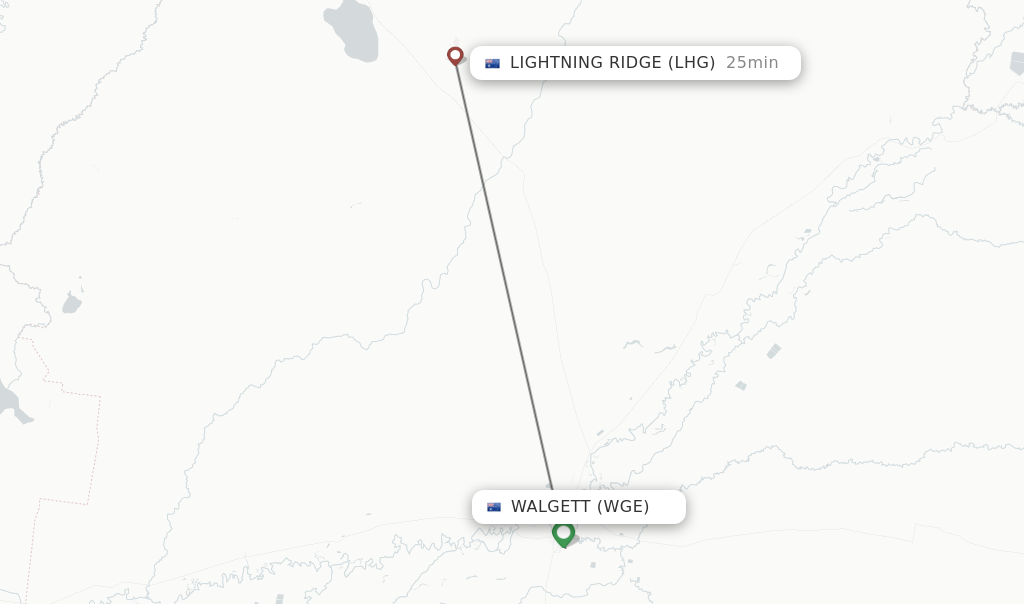 Direct (non-stop) flights from Walgett to Lightning Ridge - schedules -  