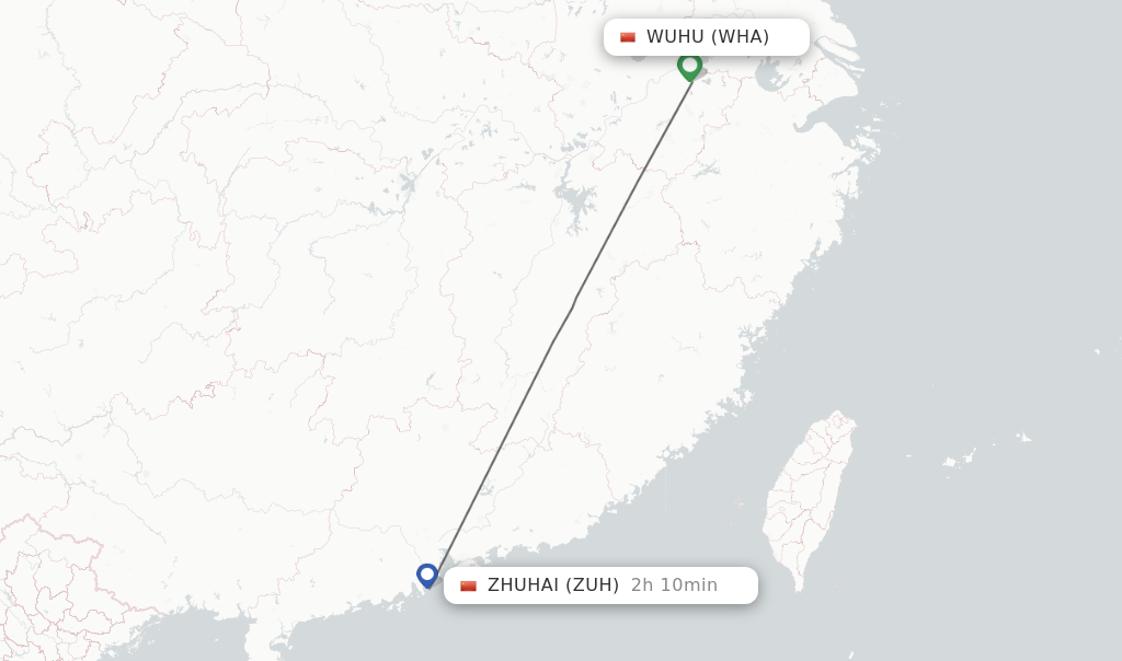 Direct (non-stop) flights from Wuhu to Zhuhai - schedules - FlightsFrom.com