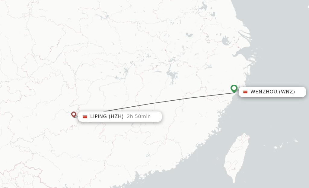 Direct (non-stop) Flights From Wenzhou To Liping - Schedules ...