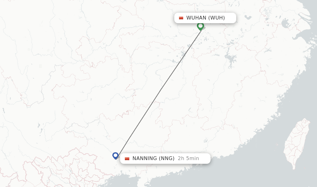 Direct non stop flights from Wuhan to Nanning schedules