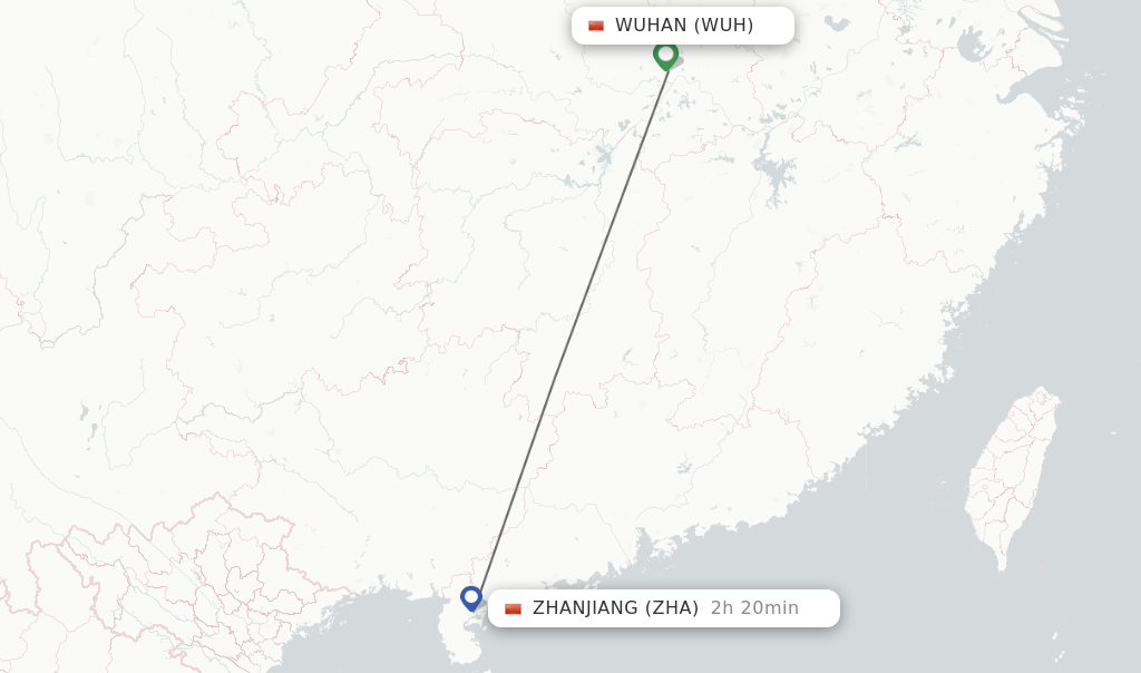 Direct non stop flights from Wuhan to Zhanjiang schedules