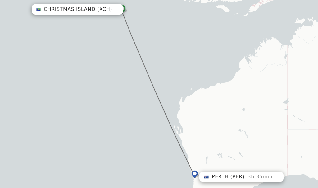 Direct (nonstop) flights from Christmas Island to Perth schedules