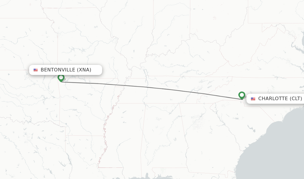 Direct non stop flights from Bentonville to Charlotte