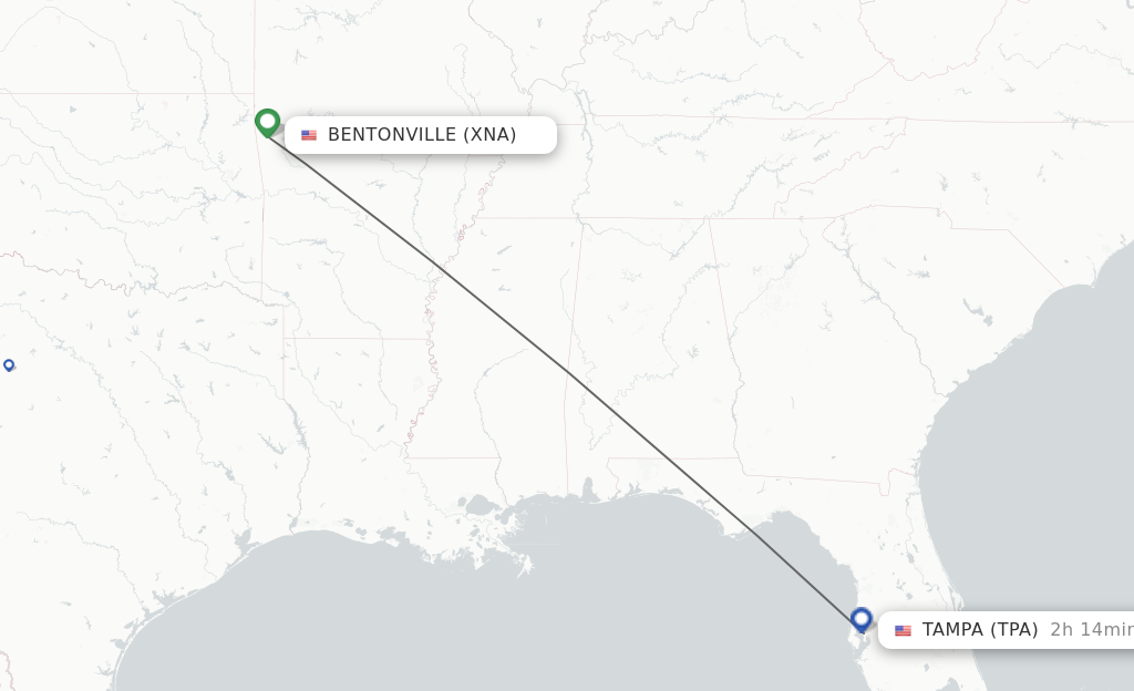 Direct non stop flights from Bentonville to Tampa schedules