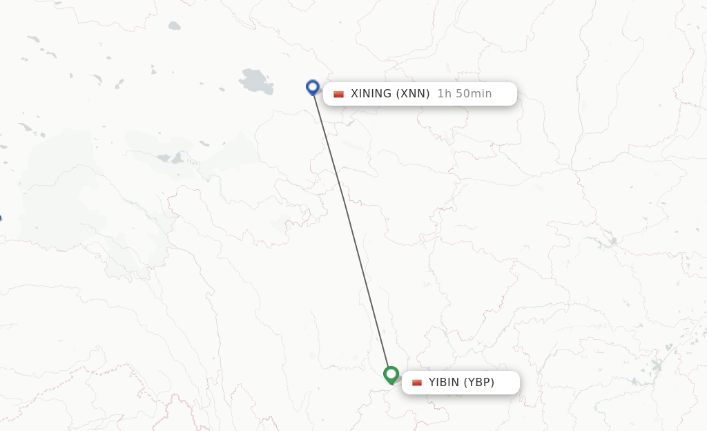 Direct (non-stop) flights from Yibin to Xining - schedules ...