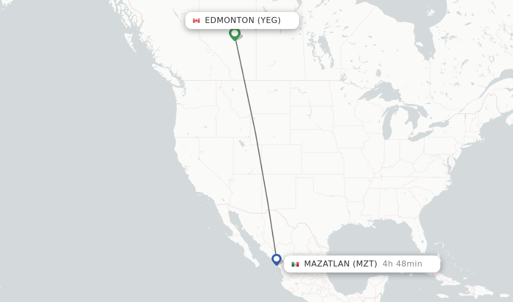 Direct non stop flights from Edmonton to Mazatlan schedules