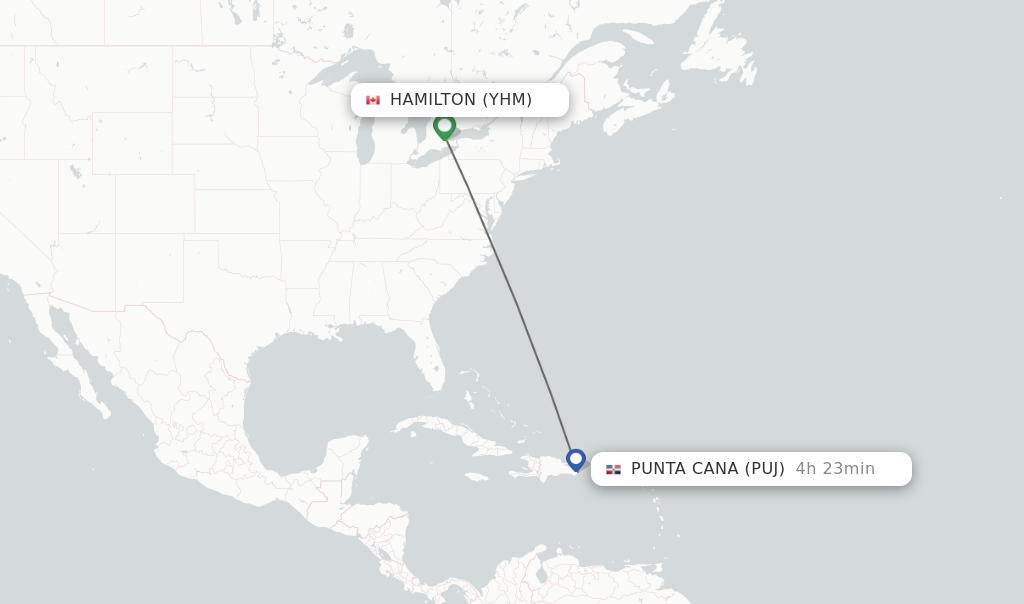 Direct non stop flights from Hamilton to Punta Cana schedules