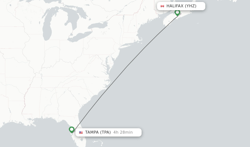 Direct non stop flights from Halifax to Tampa schedules