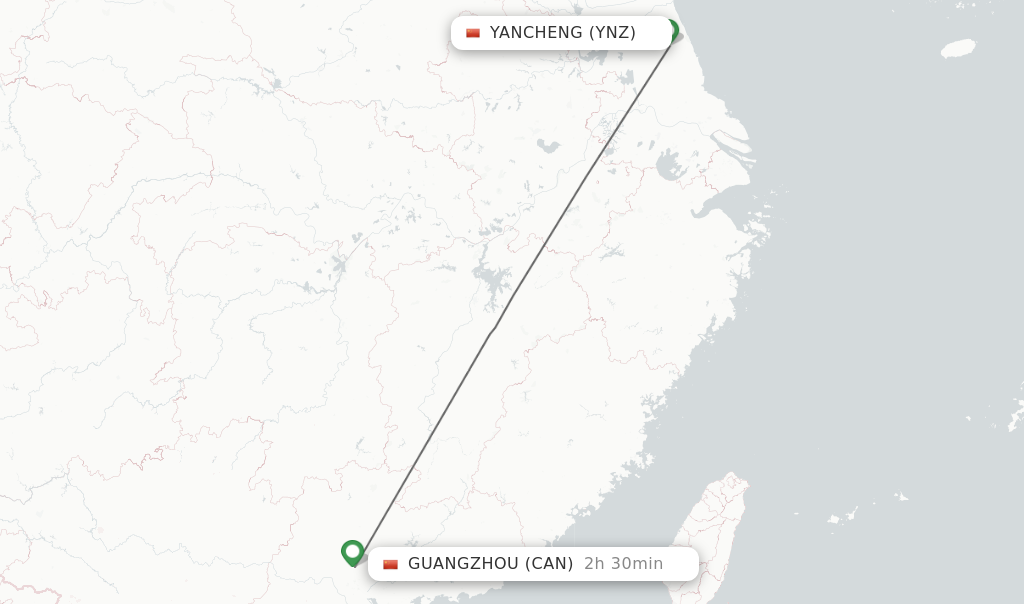 Direct (non-stop) Flights From Yancheng To Guangzhou - Schedules ...