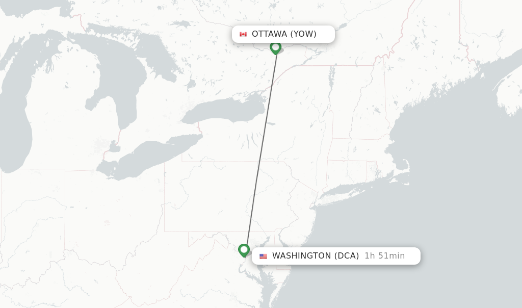 Direct non stop flights from Ottawa to Washington schedules