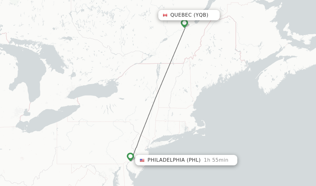 Direct non stop flights from Quebec to Philadelphia schedules