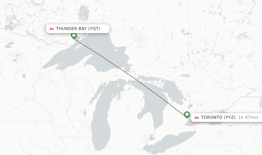 Direct non stop flights from Thunder Bay to Toronto schedules