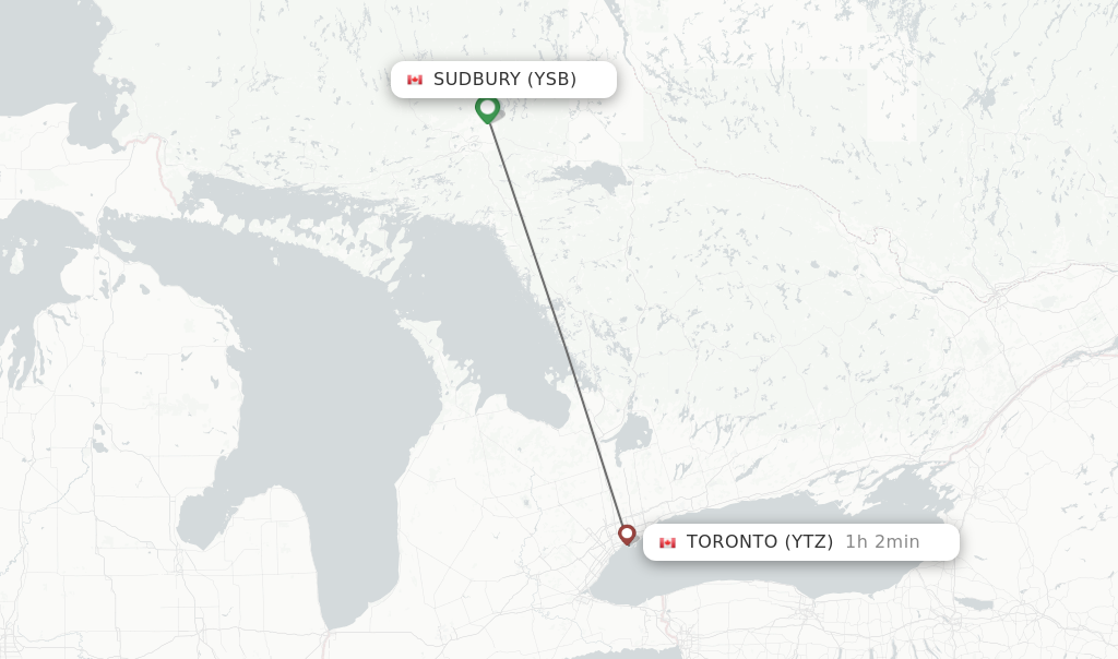 Direct non stop flights from Sudbury to Toronto schedules