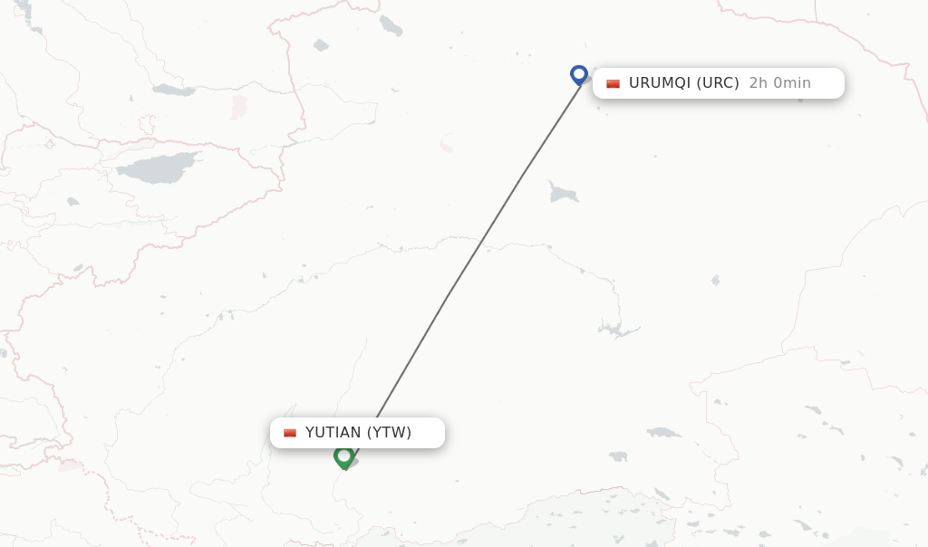 Direct (non-stop) flights from Yutian to Urumqi - schedules ...