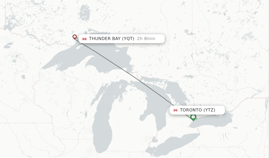 Direct non stop flights from Toronto to Thunder Bay schedules