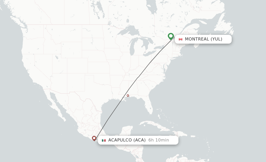 Direct non stop flights from Montreal to Acapulco schedules