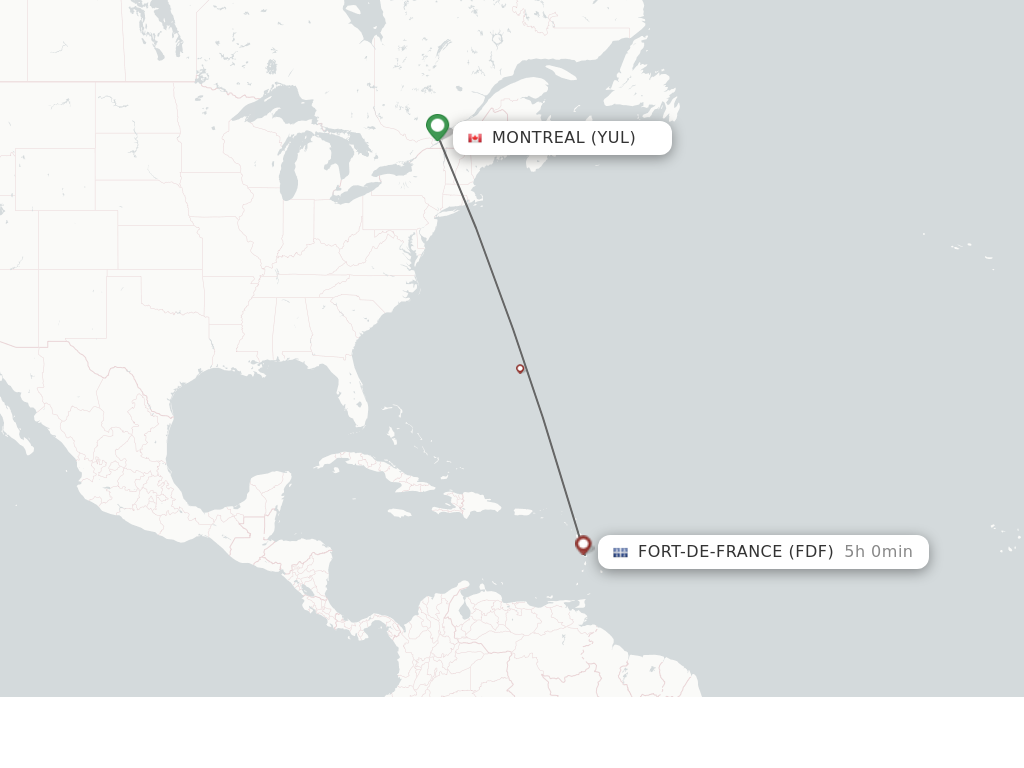 Direct (non-stop) flights from Montreal to Fort De France - schedules ...