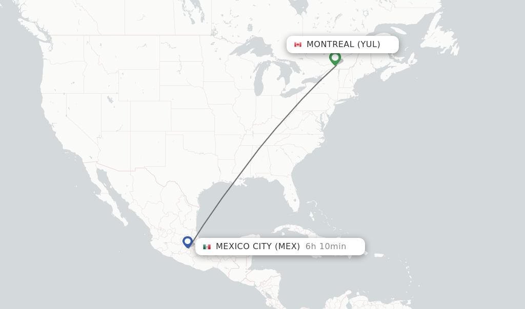 Direct non stop flights from Montreal to Mexico City schedules