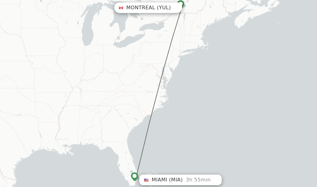 Direct non stop flights from Montreal to Miami schedules