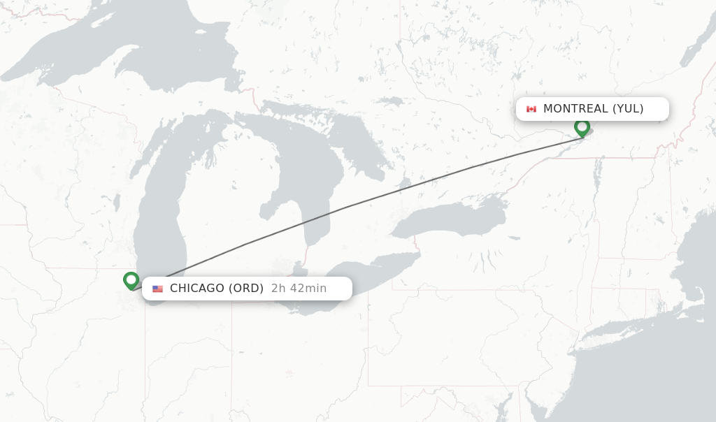 Direct non stop flights from Montreal to Chicago schedules