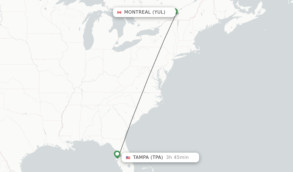 Direct non stop flights from Montreal to Tampa schedules