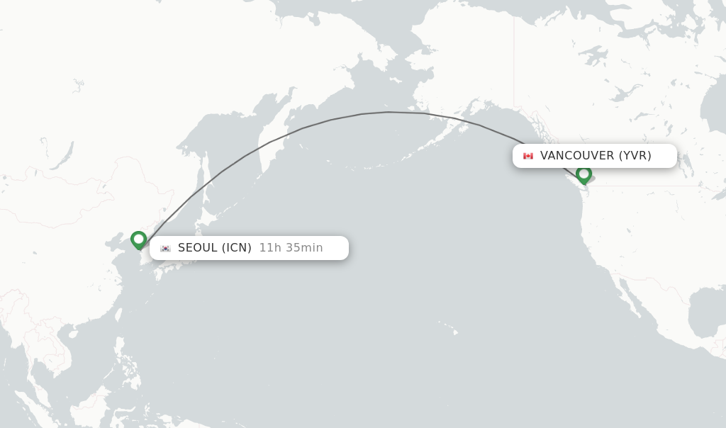 Direct non stop flights from Vancouver to Seoul schedules