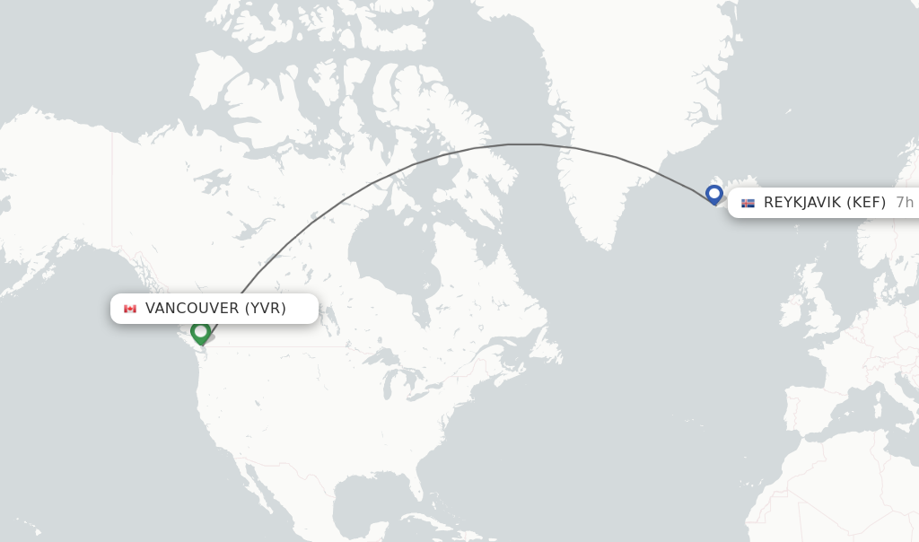 Direct non stop flights from Vancouver to Reykjavik schedules