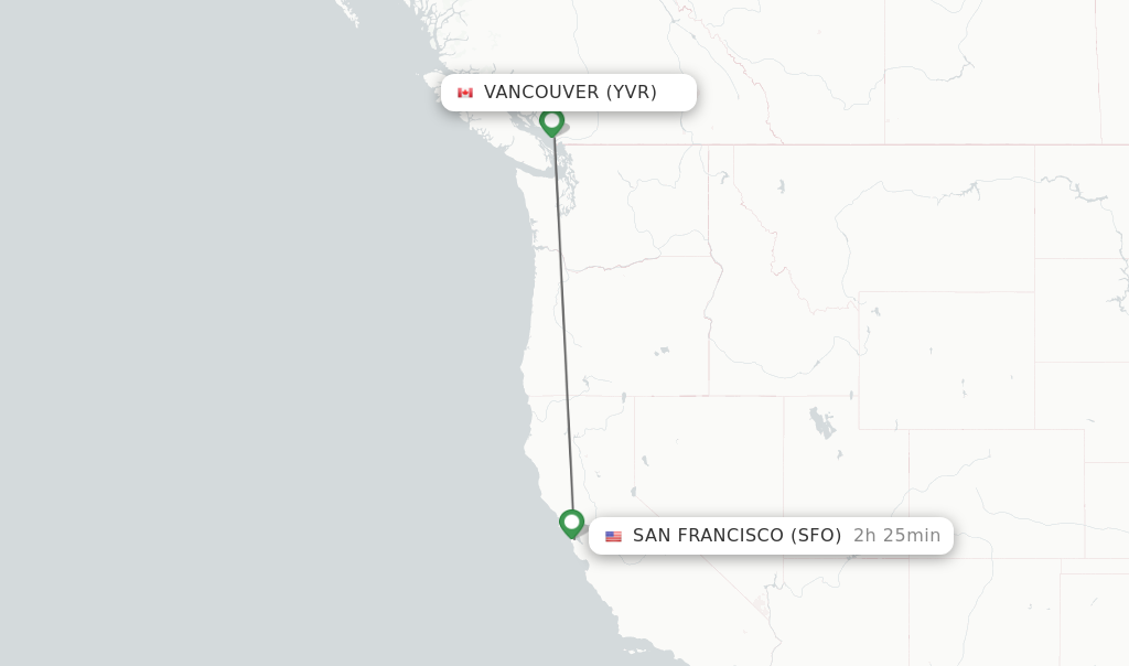 Direct (nonstop) flights from Vancouver to San Francisco schedules