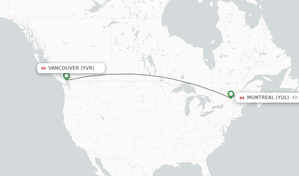 Direct non stop flights from Vancouver to Montreal schedules