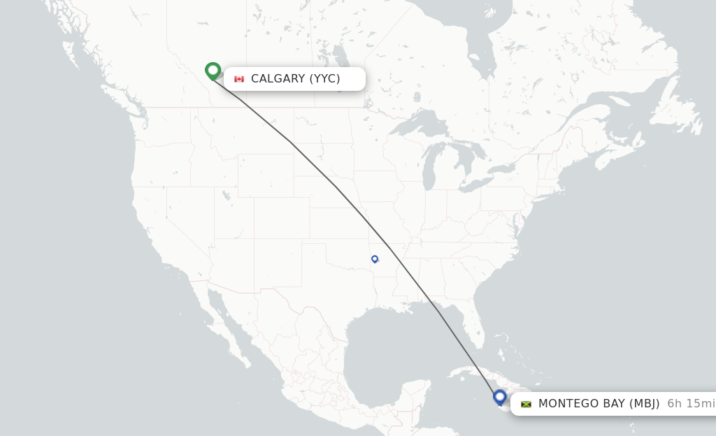 Direct (nonstop) flights from Calgary to Montego Bay schedules