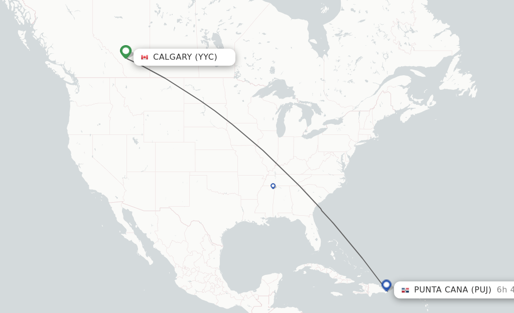 Direct non stop flights from Calgary to Punta Cana schedules