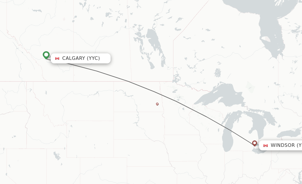 Direct non stop flights from Calgary to Windsor schedules