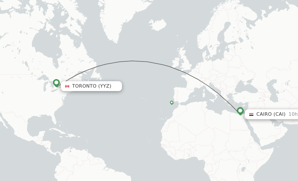 Direct non stop flights from Toronto to Cairo schedules