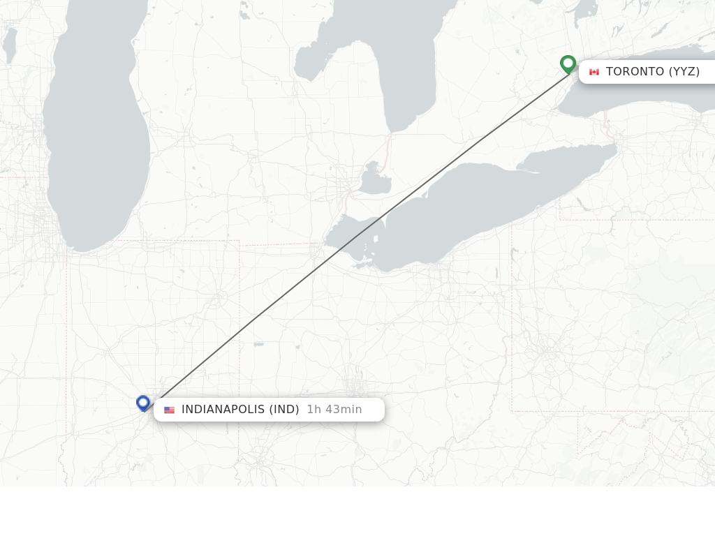 Direct non stop flights from Toronto to Indianapolis schedules