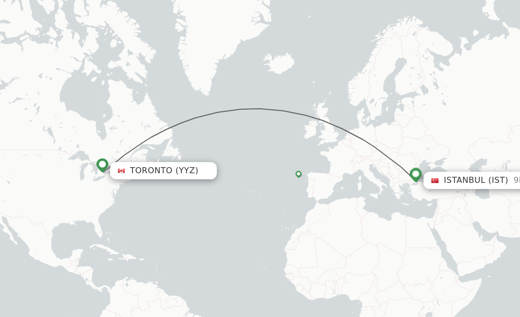 Direct non stop flights from Toronto to Istanbul schedules