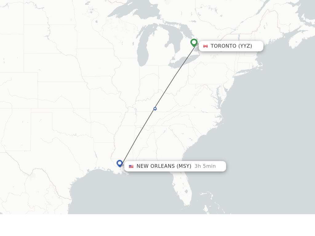 Direct non stop flights from Toronto to New Orleans schedules