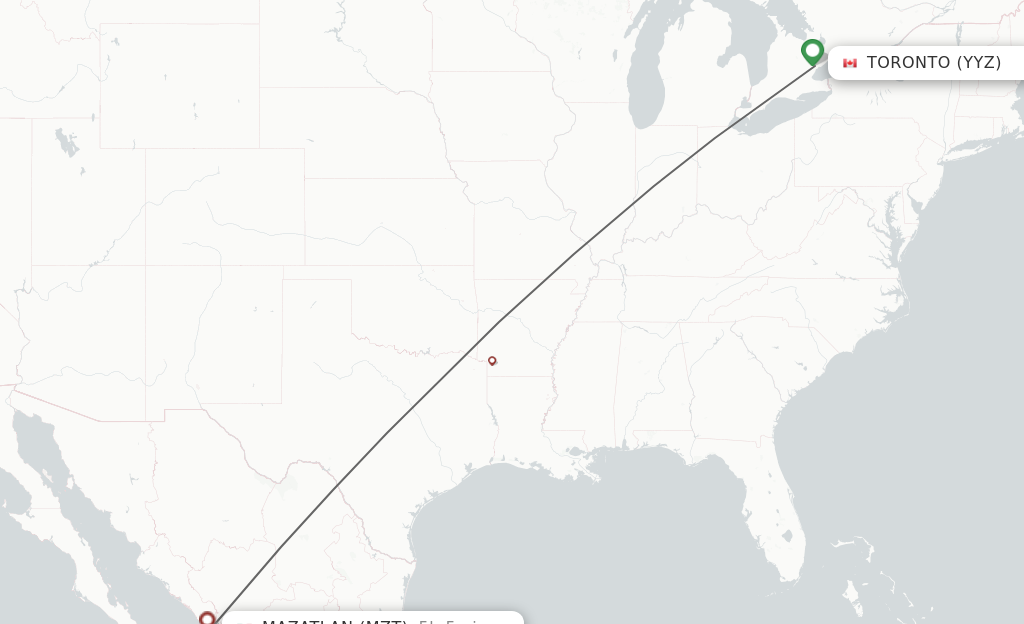 Direct non stop flights from Toronto to Mazatlan schedules