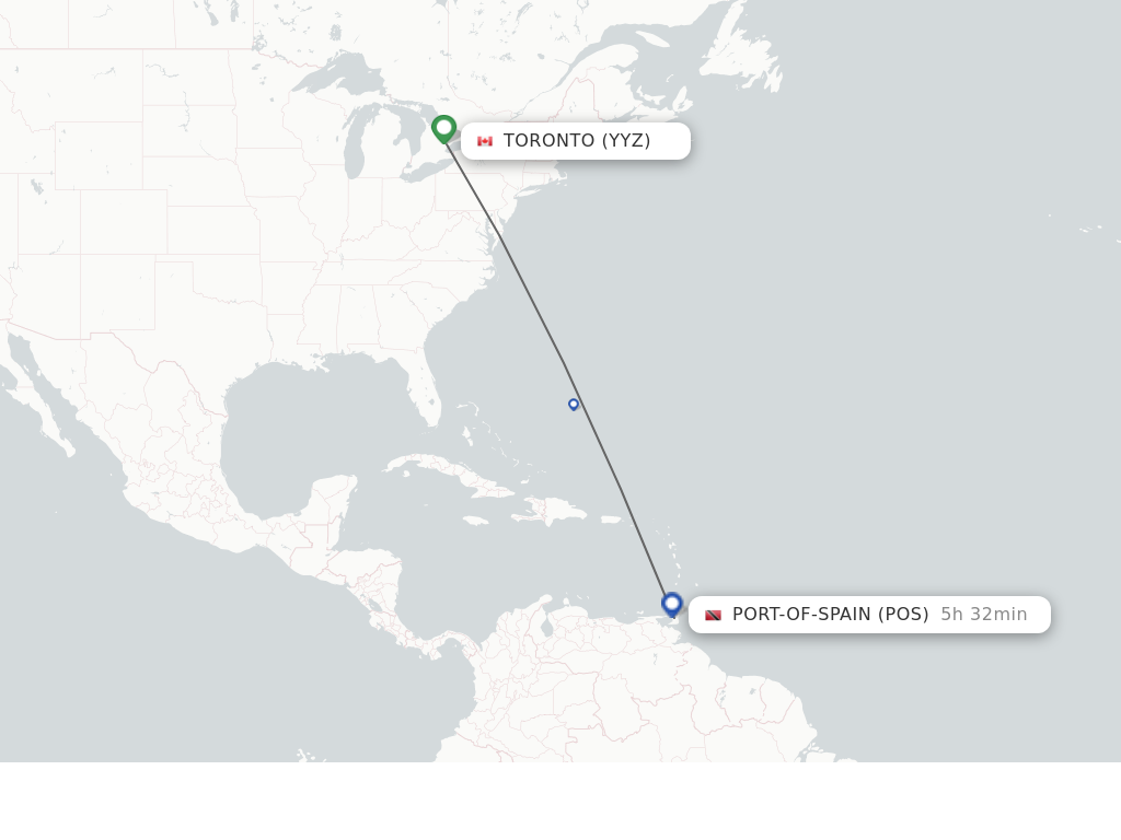 Direct non stop flights from Toronto to Port Of Spain