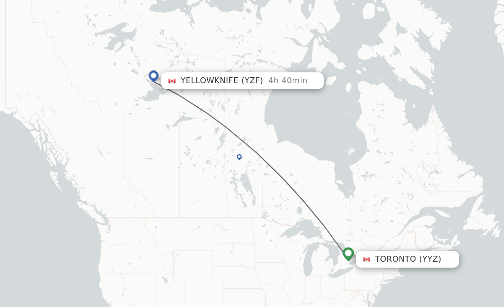 Direct (nonstop) flights from Toronto to Yellowknife schedules