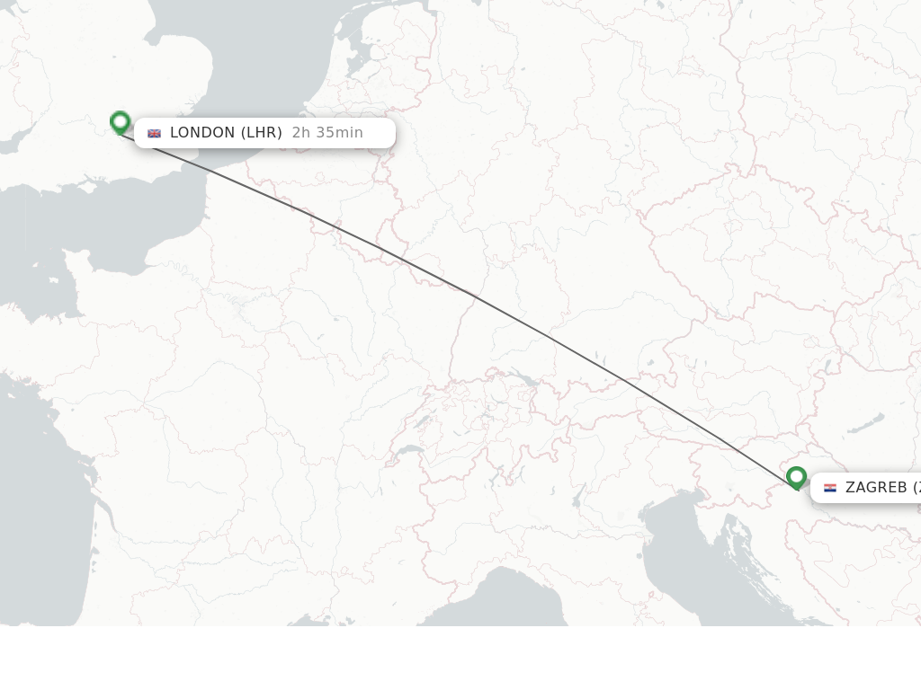 Direct non stop flights from Zagreb to London schedules