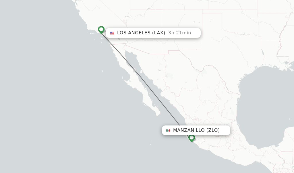 Direct non stop flights from Manzanillo to Los Angeles