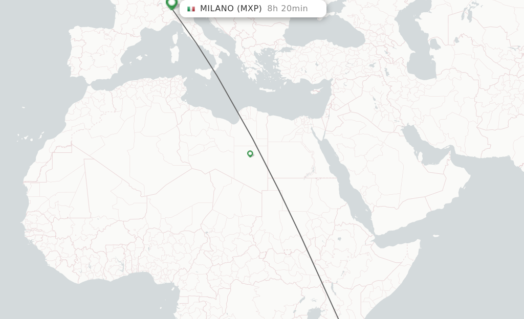 Direct non stop flights from Zanzibar to Milan schedules