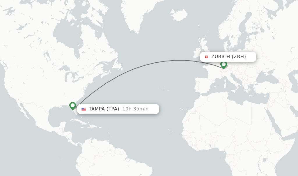 Direct non stop flights from Zurich to Tampa schedules